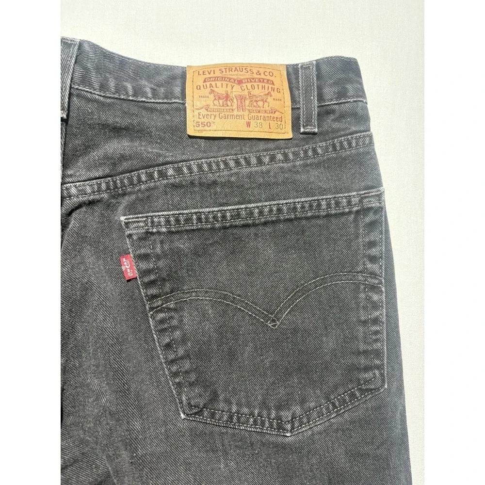 Levis 550 Relaxed Fit Jeans Mens 38x30 Black Washed Denim Cotton Pants